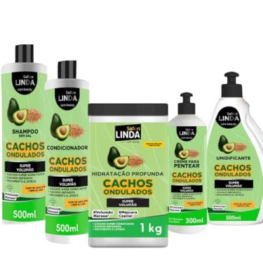 Imagem de Kit Cachos Ondulados Shampoo e Condicionador 500ml + Máscara de Hidratação 1kg + Creme Para Pentear 300ml + Umidificante Capilar 500ml
