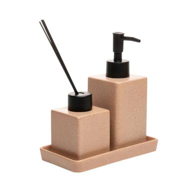 Imagem de Conjunto Para Banheiro Em Cerâmica Granilite Quadratto Com 3 Peças Lyor Nude