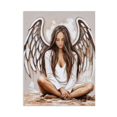 Imagem de SDYJ6GSW Arte de parede em tela de anjo imagens de asas de anjo arte moderna decoração de casa para banheiro quarto sala de estar 80 x 60 cm (32 x 24 pol) sem moldura