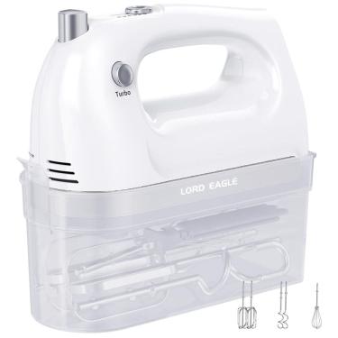 Imagem de Batedeira de Mão 5 Velocidades, com 4 Acessórios, Aço Inoxidável 400W, 110v, LORD EAGLE CX 6661 5, Branco