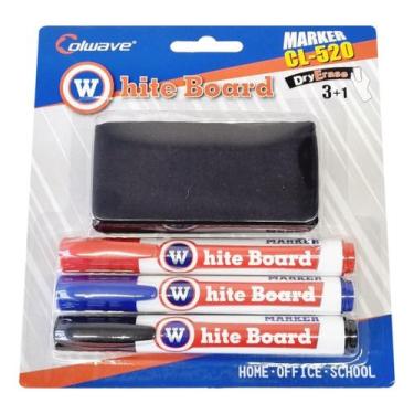 Imagem de Caneta Marcador Profissional Quadro Branco 3 Cor + Apagador - WITEBOAR