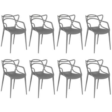 Imagem de Kit 8 Cadeiras Allegra - Cinza Escuro