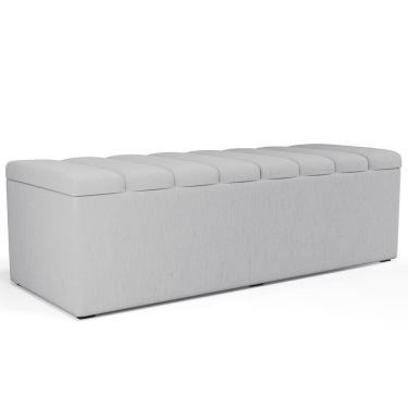 Imagem de Calçadeira Recamier Baú Para Cama De Casal King Dália 195x50 Cm W01 Linho Cinza - Lyam
