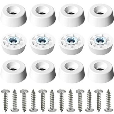 Imagem de Gluposti 12 Pés De Borracha Branca Para Tábua Corte, Rígida Antiderrapante Com Parafusos Aço Inoxidável Eletrônicos E Móveis, 0,69" Largura X 0,25" Altura