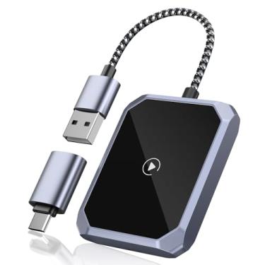 Imagem de Tussvie Adaptador Carplay Sem Fio, Converte Controle Com Fio Para Dongle Plug & Play (Preto, Adaptador)