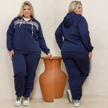 Imagem de Conjunto De Frio Feminino Plus Size Com Capuz Moletom Premium - Empori
