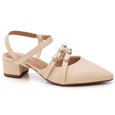 Imagem de Sapato Beira Rio Slingback Salto Baixo - Feminino - Creme, 35