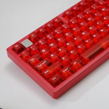 Imagem de Conjunto de teclas 122 teclas vermelhas transparentes com perfil cereja fosco adequado para 60% 65% 75% Cherry Mx Switches Teclado mecânico