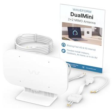 Imagem de Waveform DualMini: Kit de antena de janela MIMO 2x2 de baixo perfil | Roteadores e pontos de acesso omnidirecionais 4G/5G | para Netgear M5 e M6, Verizon, AT&T | Casas e RVs | Cabo SMA de 10 polegadas