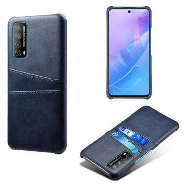 Imagem de Capas Compatível com Huawei Enjoy Y20 SE,Caso de couro PU-Tampa de telefone a prova de choque com 2 slots de cartão,Proteção anti-impressão digital e anti-gota-Blue