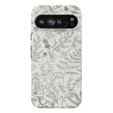 Imagem de Obbii Compatível com Google Pixel 7a/8 Samsung Galaxy A14/A15/A42/A54, capa 2 em 1, fina, resistente, híbrida, rígida de silicone macio (verde floral, Google Pixel 9 Pro XL 6,7 polegadas)