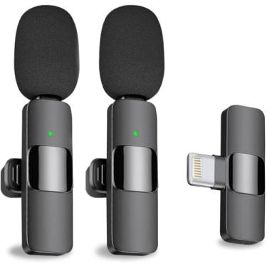 Imagem de Microfone Condensador Duplo de Lapela Wireless Lightning IOS Sem Fio 2.4GHZ K9-IP-2IN1