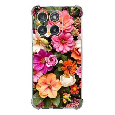 Imagem de Beaucov Capa para Motorola Edge 2025, lindas flores coloridas, proteção contra quedas, à prova de choque, capa protetora de corpo inteiro TPU resistente a arranhões para Motorola Moto Edge 2025