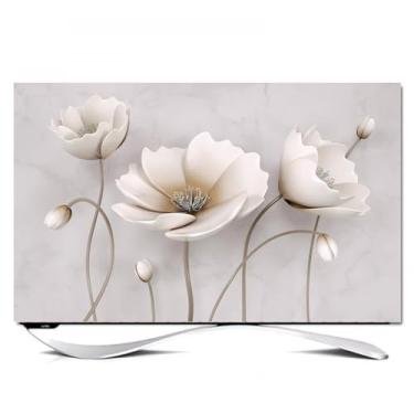 Imagem de HSTANGKY Capa de TV interna para TV LCD LED capa contra poeira pano impressão floral TV capa protetora à prova de poeira decorativa pendurado e desktop display interno escudo arte telas capa-flor 3||