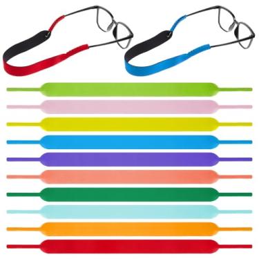 Imagem de Frienda 10 peças de retentor de óculos flutuantes duráveis de neoprene com alças flutuantes para óculos de sol, alças macias para atividades aquáticas, homens e mulheres (cor brilhante)