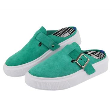 Imagem de Tenis Feminino Slip On Calce Facil Camurça Ajuste Fivela Palmilha Em Gel Solado Emborrachado Tamanho:37;Cor:Verde;Gênero:Feminino;Departamento BS:Esporte