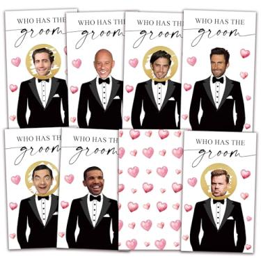 Imagem de Who Has The Groom Birdal Shower Scratch Off Games, 41 Pcs Cute Wedding Shower Scratch Off Games, 8.9 cmx 5.3 cm Bachelorette Party Favor Decor, Engagement Party Ideas Activities-A08