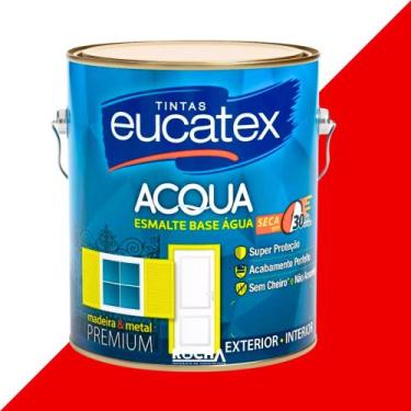 Imagem de Tinta Esmalte Base Água para Ferro e Madeira 3,6l - Eucatex, Vermelho 