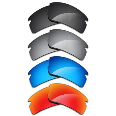 Imagem de Alphax 4 pares de lentes polarizadas de substituição para óculos de sol Oakley Flak 2.0 XXL OO9488 - preto + titânio + azul + vermelho