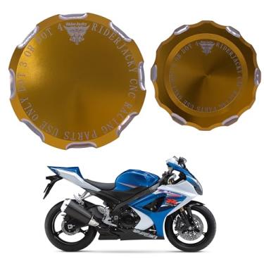 Imagem de Riderjacky Compatível com tampa do reservatório de fluido da embreagem do freio dianteiro da motocicleta cilindro Suzuki GSXR GSX-R 1000 2007-2008 (dourado)