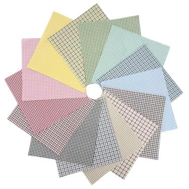 Imagem de Quadrados de tecido de algodão Houndstooth de 25 x 25 cm - Pacote de padrão pré-cortado de 25 cm para estofamento premium e artesanato DIY