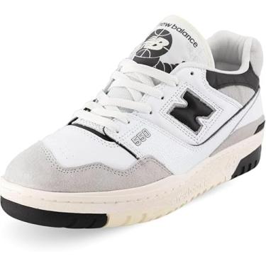 Imagem de New Balance Tênis infantil 574 V1 com cadarço, Branco/Preto/Cinza, M11.5/W13.0