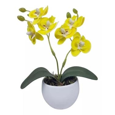 Imagem de Arranjo Orquideas Mini Planta Artificial Seda Decorativa(Amarela)