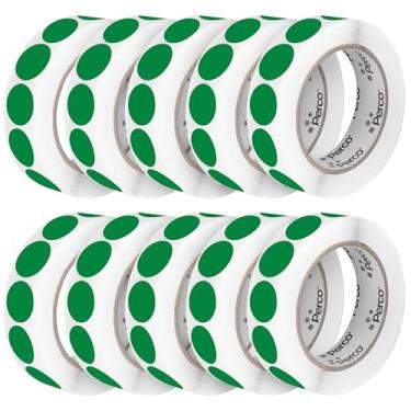 Imagem de Perco Etiquetas adesivas verdes perfuradas de 2,5 cm — 10 rolos, 10.000 adesivos redondos — com adesivo permanente para gerenciamento de inventário, codificação de cores, vendas de garagem, artesanato