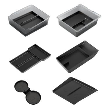 Imagem de SUMK Tesla – Bandeja organizadora de console central modelo 3 com porta-copos para guardar o apoio de braço com porta-copos para cartões de moedas e óculos de sol preta (preta)SUMK preto 2019080801C