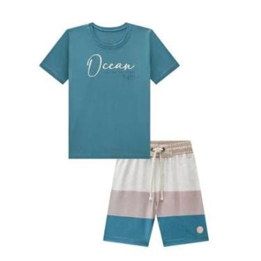 Imagem de Luc Boo Conjunto Camiseta e Bermuda Nylon Azul-Masculino