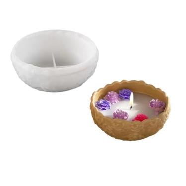 Imagem de Molde de resina para tigela de flores, recipiente redondo de silicone, para armazenamento de joias, suporte de vela de concreto para decoração de casa de Natal e dia dos namorados