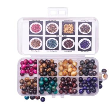 Imagem de Crysmona Kit de fabricação de pulseiras de contas de pedras preciosas de 8 mm, 8 cores, 25 peças de cristal de cada cor para fazer joias, artesanato faça você mesmo redondo com acessórios de pingentes