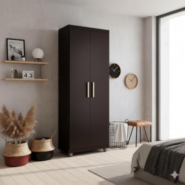 Imagem de Armário Multiuso Roma 2 Portas 4 prateleiras Sapateira Lavanderia Preto - G4 Magazine