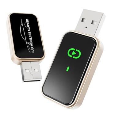 Imagem de Adaptador CarPlay sem fio 2025 - Atualização com fio para CarPlay sem fio, Chip/Plug & Play/Conexão automática/Sistema iOS estável no carro para carros CarPlay de fábrica com portas USB/USB-C (ouro