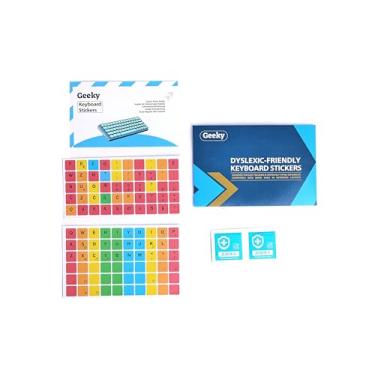 Imagem de Adesivos de teclado compatíveis com disléxicos | Codificados por cores | Projetado ergonomicamente para digitação mais rápida e precisa | Compatível com mais de 40 layouts de teclado (14 mm)