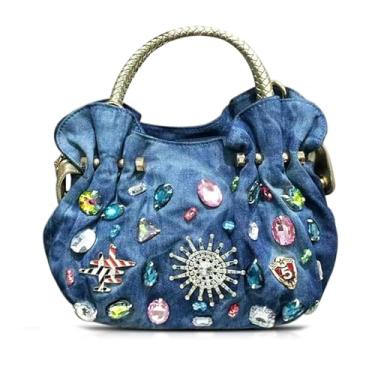 Imagem de QTKJ Bolsa jeans, bolsa de ombro macia, bolsa de mão para mulheres, férias, viagens, combinação diária (estilo 422)