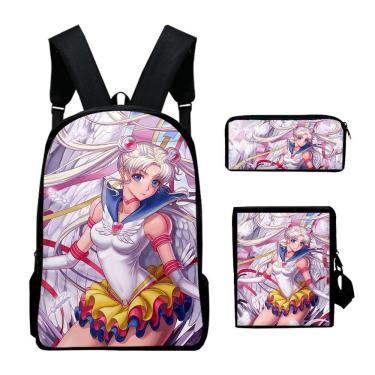 Imagem de Conjunto de mochilas Sailors Moons Anime School 3D, bolsa infantil, 3 peças