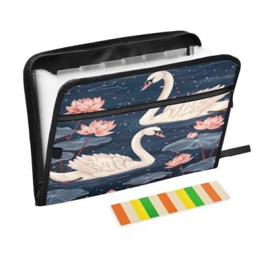 Imagem de Wassud Cisnes Brancos Acordeão Arquivo Organizador Letra A4 Pasta de Arquivo de Papel Organizador de Documentos com Etiquetas Pasta de Arquivo Expansível 13 Bolsos