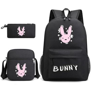 Imagem de Conjunto de mochilas Bads Bunnys Cartoon Kids School, 3 peças de anime