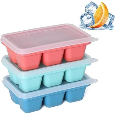 Imagem de Formas de Gelo Mini com Tampa 3 Unidades – Silicone de Fácil Liberação, Empilháveis, Antivazamento, Para Congelador Pequeno, Mini Geladeira, Dormitório e Viagem – 18 Cubos