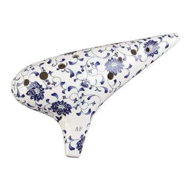 Imagem de ocarinas Ocarina Instrumento Ocarina Profissional de Porcelana Azul e Branco de 12 Furos Adequado para Iniciantes, Músicos Profissionais Piccolo