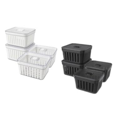 Imagem de Organizador de Frigorífico Cesto 3,8L com Tampa Armazena Alimentos e Legumes, Ideal para Cozinha e Famílias Multiusos(4,Fume)