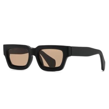 Imagem de Óculos de Sol Femininos Fashion com Lentes Transparentes Degradê Oceano, Estilo Vintage Masculino (Preto Fosco Chá)