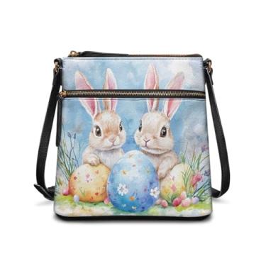 Imagem de HUGS IDEA Bolsa tiracolo feminina de couro, bolsa tiracolo grande, Hobo, bolsa para celular, Coelhos ovos de Páscoa