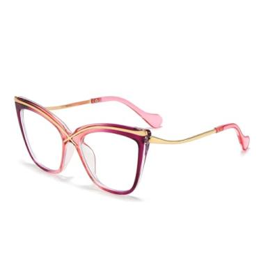 Imagem de HPIRME Óculos femininos retrô com armação grande (Estilo 6169-C5)