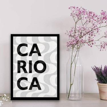 Imagem de Quadro Calçada Copacabana Moldura Preta Com Vidro 33X24Cm