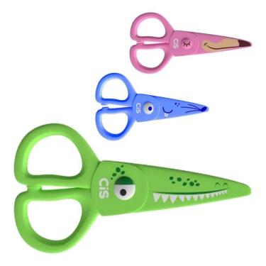 Imagem de Tesoura Escolar Segura Infantil Lâmina Plástica Cis - Verde