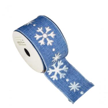 Imagem de Fita Decorativa Azul Com Floco De Neve Branco Ft1231