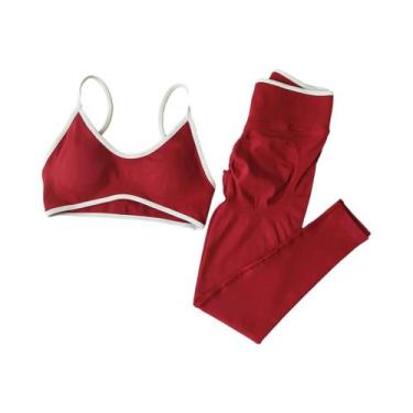 Imagem de Conjuntos De Yoga Sem Costura Para Mulheres, Leggings De Fitness, Suti