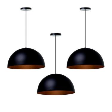 Imagem de Kit 3 Lustres Pendentes Meia Lua Preto 40 Cm